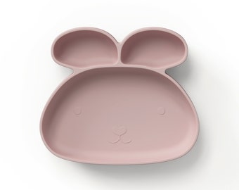 ÜneeQbaby Silikon Sugplattor Delade För Småbarn Bebisar BPA-fri - Diskmaskin, Mikrovågsugn Säker - Kanin