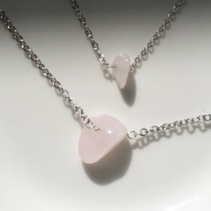 tiny rose quartz necklace, pink quartz crystal necklace, small delicate necklace, dainty bead choker, hypoallergenic