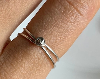 tiny knot ring, stackable ring, tiny dot ring, pinky promise ring, best friend gift, reminder ring | gold filled, sterling silver