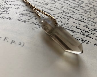 raw smoky quartz necklace, natural quartz crystal point, gemstone pendant necklace, everyday necklace, amulet stone, unique gift