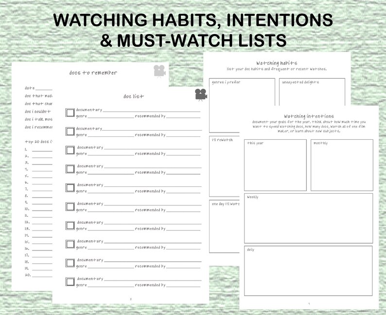 DIGITAL Documentary Journal film Design. 87 Pages for Watching and Easy