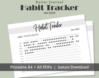 Monthly Habit Tracker, Digital Bullet Journal, productivity planner, Printable Goal Tracker