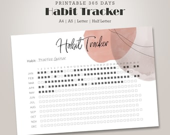 Monthly Habit Tracker, Digital Bullet Journal, productivity planner, Printable Goal Tracker