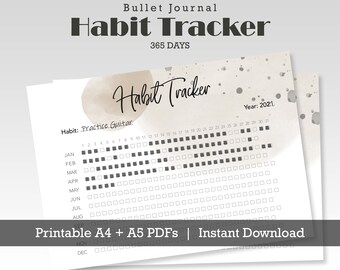 Monthly Habit Tracker, Digital Bullet Journal, productivity planner, Printable Goal Tracker