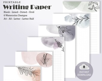 Bullet Journal Insert | Writing Paper Printable | blank junk journal | A4 A5 half letter