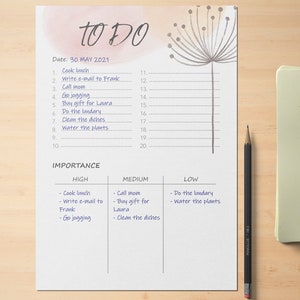 Daily Planner Printable A4 A5 Printable to Do List Letter to Do List ...