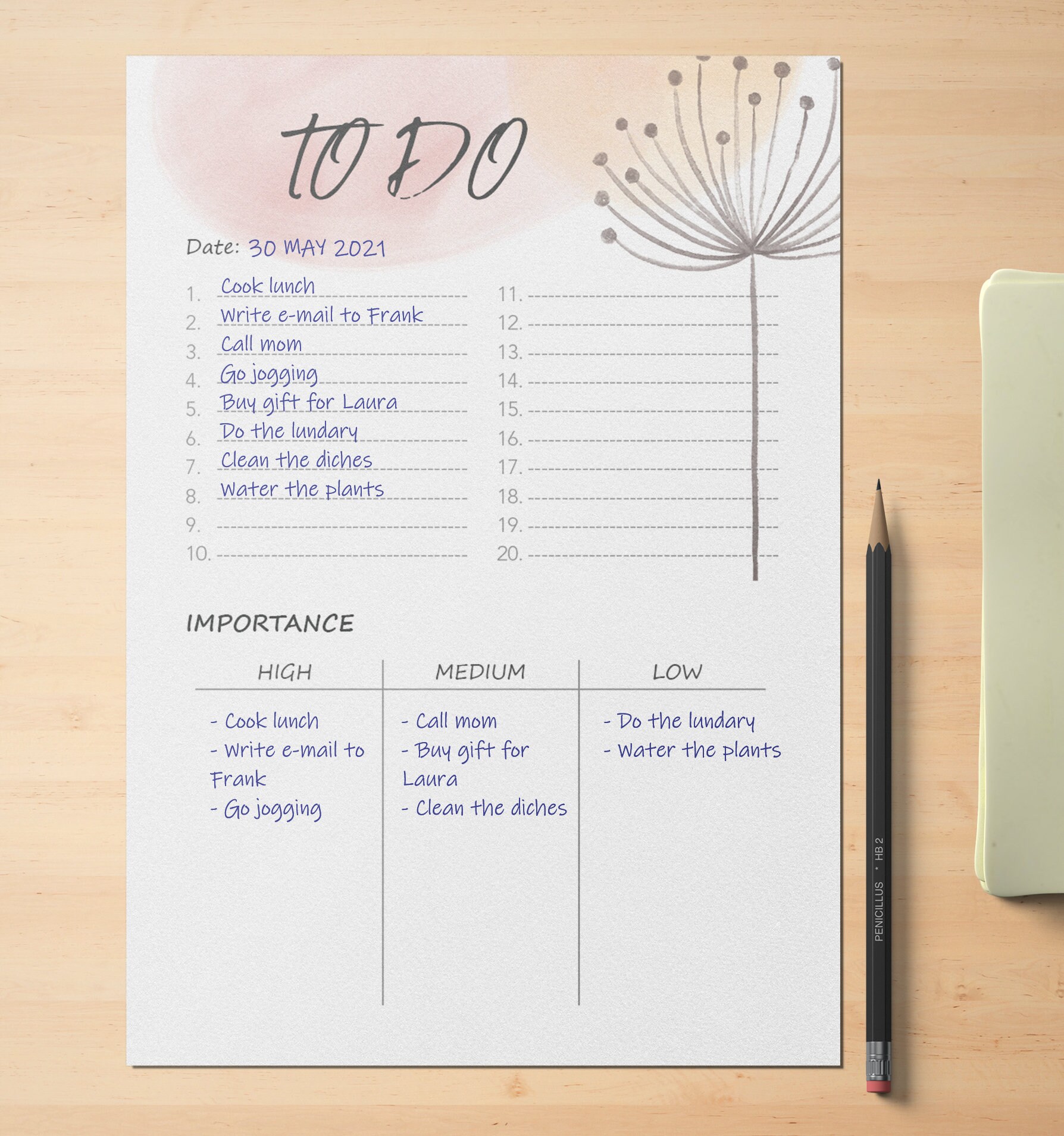 Daily Planner Printable A4 A5 Printable to Do List Letter to Do List ...