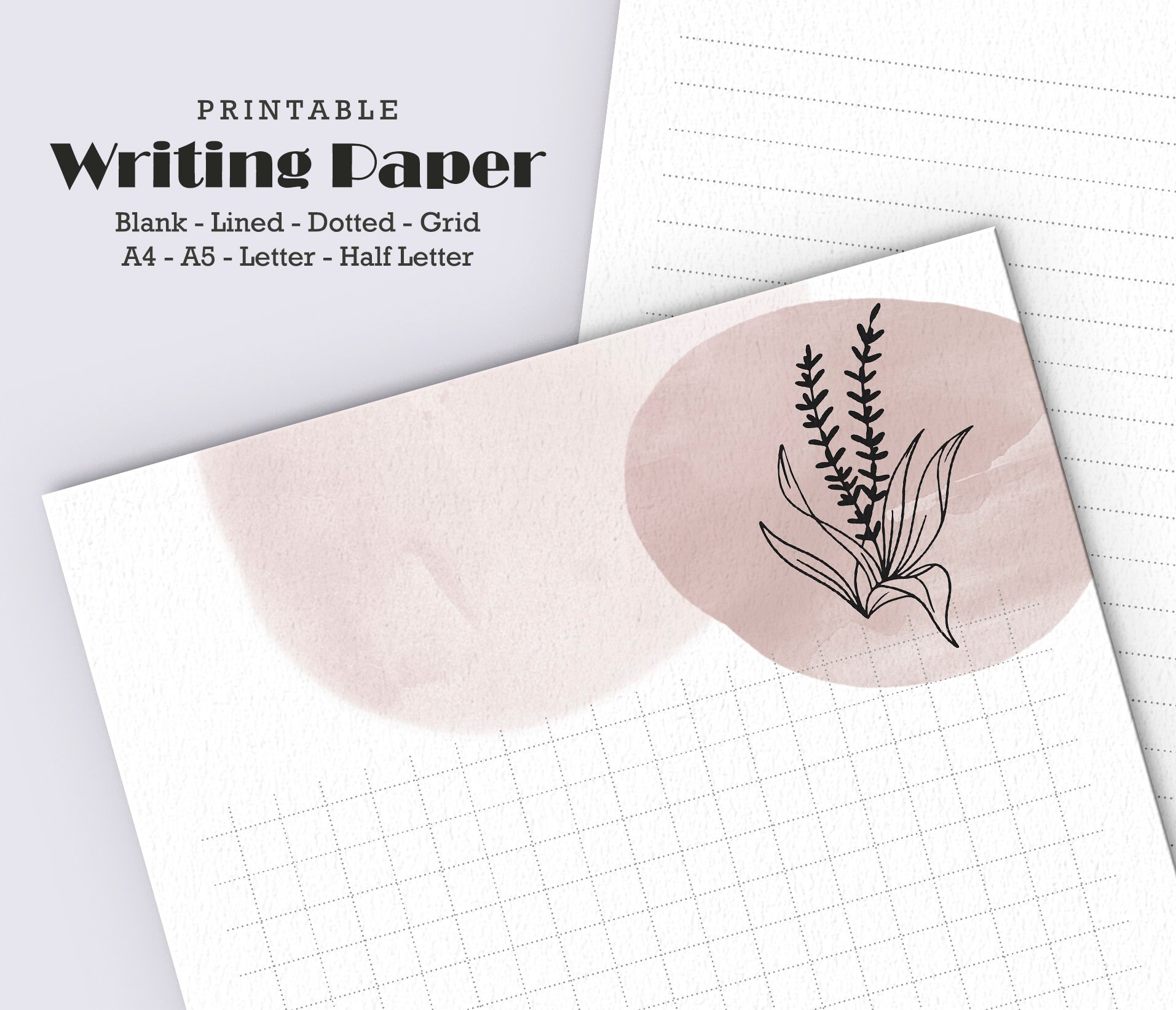 Printable Writing Paper | Printable Paper A4 A5 Letter Half Letter ...
