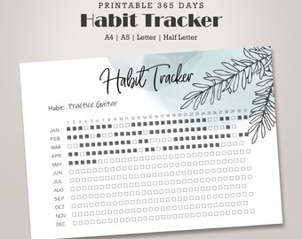 Monthly Habit Tracker, Digital Bullet Journal, productivity planner, Printable Goal Tracker