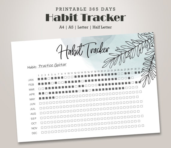 Monthly Habit Tracker, Digital Bullet Journal, productivity planner, Printable Goal Tracker
