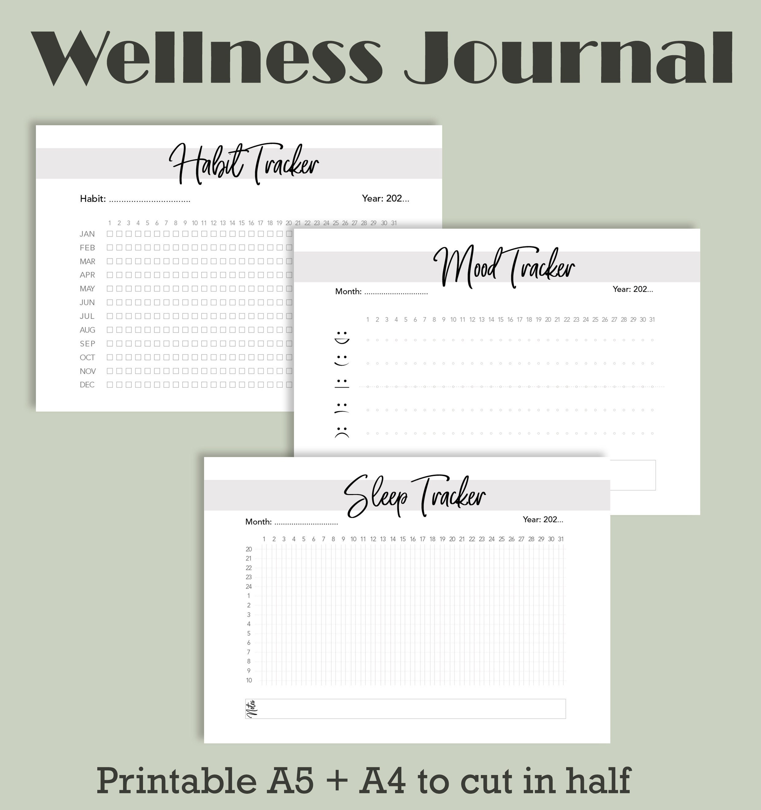 Wellness Journal | Self Care Planner | Monthly Habit Tracker | Monthly ...
