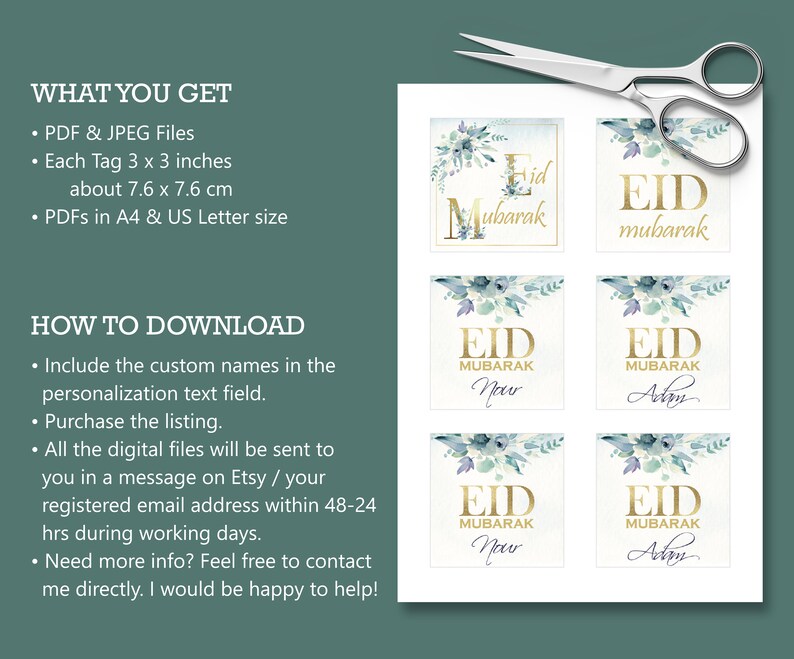 Personalised Eid Gift Tags Printable Eid Decoration Digital Download ...