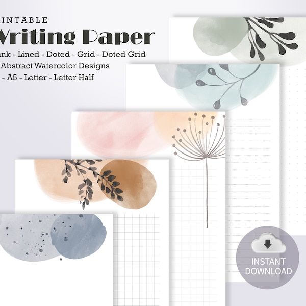 fancy letter writing paper Bullet Journal Insert | Writing Paper Printable | blank junk journal | A4 A5 half letter