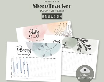 Sleep Log, Wellness Planner, Printable Sleep Tracker, Bullet Journal A4 A5 Letter, Productivity Planner