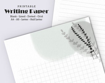 Printable Writing Paper Printable Paper A4 A5 Letter Half | Etsy