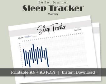 Sleep Log, Wellness Planner, Printable Sleep Tracker, Bullet Journal A4 A5 Letter, Productivity Planner