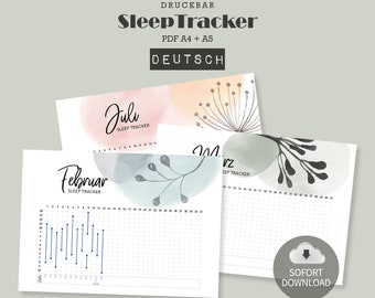 Sleep Log, Wellness Planner, Printable Sleep Tracker, Bullet Journal A4 A5 Letter, Productivity Planner, German