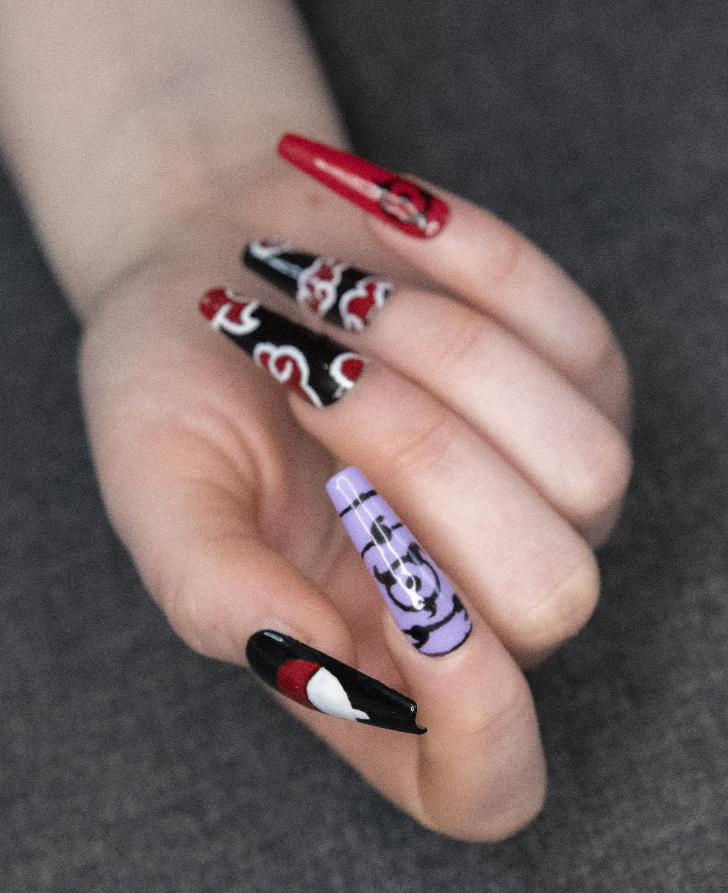 Custom Anime Nails pictures are designs Ive done in the past | Etsy