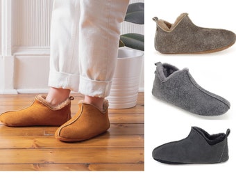 Yeti fabriqués à la main nouveaux hommes femmes dames pantoufles de bottes en peau de mouton fabriqués à partir de 100% cuir doublé unique cadeau écologique idée cadeau Noël Pâques