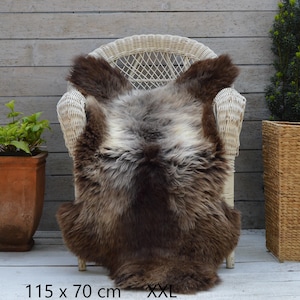 Tapis en peau de mouton de luxe, rare, 100 % authentique, couleurs naturelles, grande idée cadeau personnalisée pour elle et lui, décoration intérieure écologique