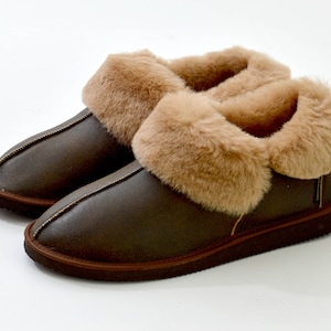 Handcrafted for Men Women Unisex Sheepskin Moccassin Boot Slippers Made from 100% Just Lined personalized unique idea eco Christmas Day gift