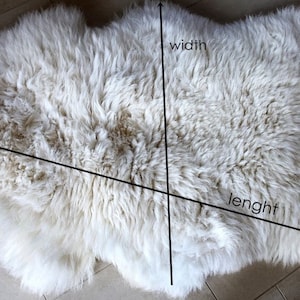 Yeti Luxury Bright Ivory White Sheepskin Rug, Throw, Blanket, Biggest Size Large Long Wool unique gift present her him eco home decor warm Giant