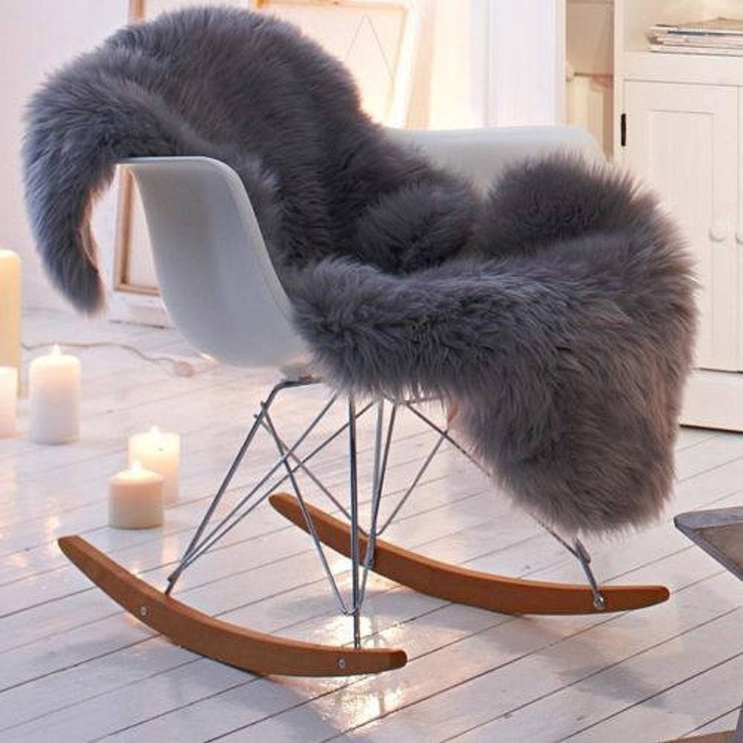 Yeti Sheepskin Rug Throw Blanket Dyed Color Grey Ashen Etsy
