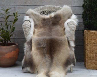 Tappeto in vera pelle di renna, taglia XXXL, 100% colori naturali, grande formato, idea regalo per lei e per lui, arredamento accogliente e lussuoso per la casa.