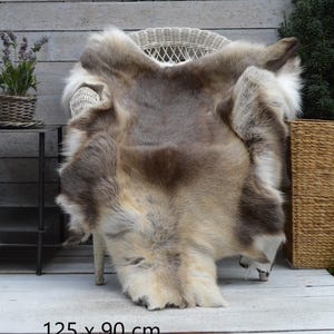 Genuine Reindeer Hide Rug, Size XXXL Throw Hide 100% Natural Colors large gifts present idea for her him eco home decor bio interior design