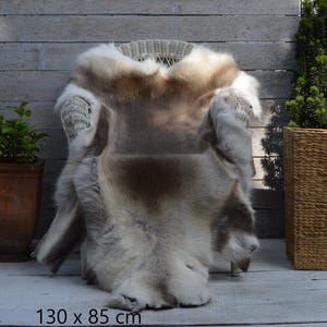 Genuine Reindeer Hide Rug, Size XXXL Throw Hide 100% Natural Colors large gifts present idea for her him eco home decor bio interior design