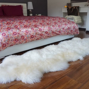 Yeti Luxury Bright Ivory White Sheepskin Rug, Throw, Blanket, Biggest Size Large Long Wool unique gift present her him eco home decor warm double