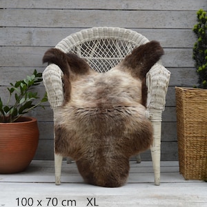 XL Large Brown Sheepskin Rug Throw Hide Rare Breed 100% Genuine Natural Colors gift idea for her him eco bio home decor interior design