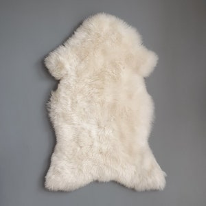 Yeti Luxury Bright Ivory White Sheepskin Rug, Throw, Blanket, Biggest Size Large Long Wool unique gift present her him eco home decor warm L