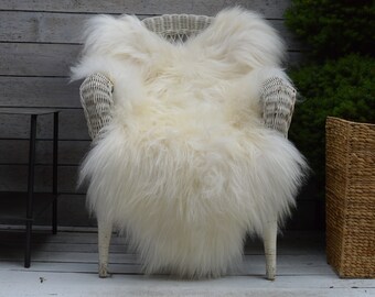 Big Sizes ICELAND Sheepskin Rug, Throw, Blanket, Natural White Color Size XXL unique gift present ideas for her him eco day home decor