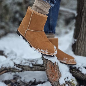 100% schapenvacht dameslaarzen van echt schapenvacht suède outdoor enkellaarsjes schoenen uniek gepersonaliseerd idee eco bio wol Moederdag cadeau