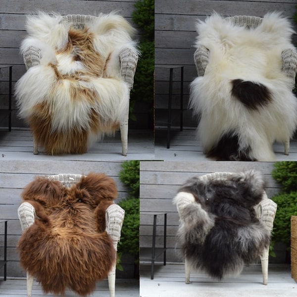 Iceland Sheepskin Rug Throw Hide Very Rare Breed 100% Genuine Natural Colors large gift present ideas for her him eco day home decor Xmas