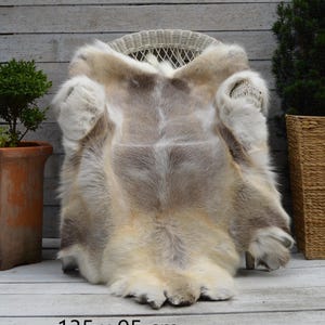 Genuine Reindeer Hide Rug, Size XXXL Throw Hide 100% Natural Colors large gifts present idea for her him eco home decor bio interior design