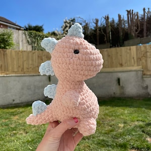 crochet dinosaur teddy, dinosaur plushie, handmade, custom colours, dino, soft toy, stuffed animal, gifts