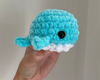 Crochet Whale Plushie: Fluffy Stuffed Animal, Squishy Teddy, Custom Colours