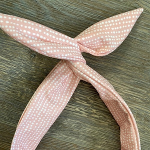 Serre-tête torsadé rose à pois | Serre-tête torsadé, fait main