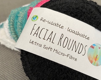 Ultrasoft Microfiber + Cotton facial Rounds + free Wash bag | Reusable | Make up remover pads | Triple Layer | Eco Friendly | Made in Canada