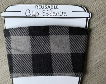 Coffee Sleeve | Reusable | Cup cozy | Buffalo Plaid | Coffee Lover | triple layer |Great Gift Idea