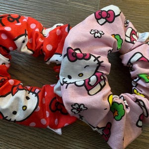 Hello Kitty Hair Scrunchies | Cute Scrunchies | Pink or Red | Hair ties | Zero waste  | comic collection | Gift idea