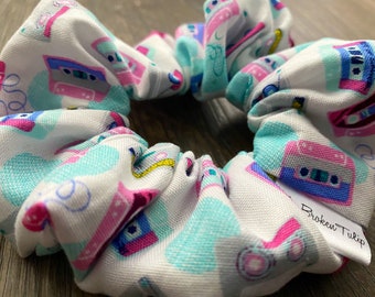 80’s Hair Scrunchies | Cassette Tapes | I love the 80’s | Hair ties | Zero waste | Handmade in Canada | 1980’s Collection | Gift idea |