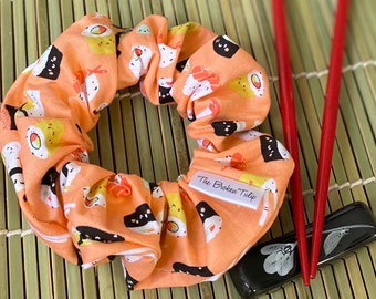 Sushi Mania Scrunchies | Super Cute sushi roll print | Hair ties | Hair Elastics | Zero waste | Handmade in Canada | Gift idea