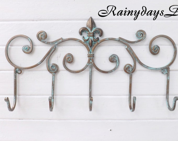Metal Fleur De Lis Rack, Coat Rack, Rustic, Patina Fleur Rack - Etsy