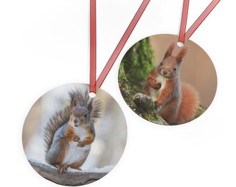 Squirrel Christmas Ornament, Metal Gift Ornaments