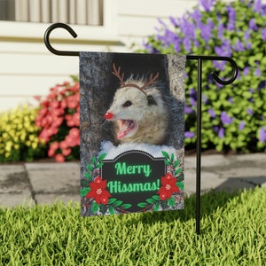Merry Hissmas, Funny Opossum Lover, Christmas Garden Flag & House Banner