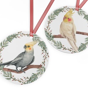 Cockatiel Christmas Ornament, Double Sided Design