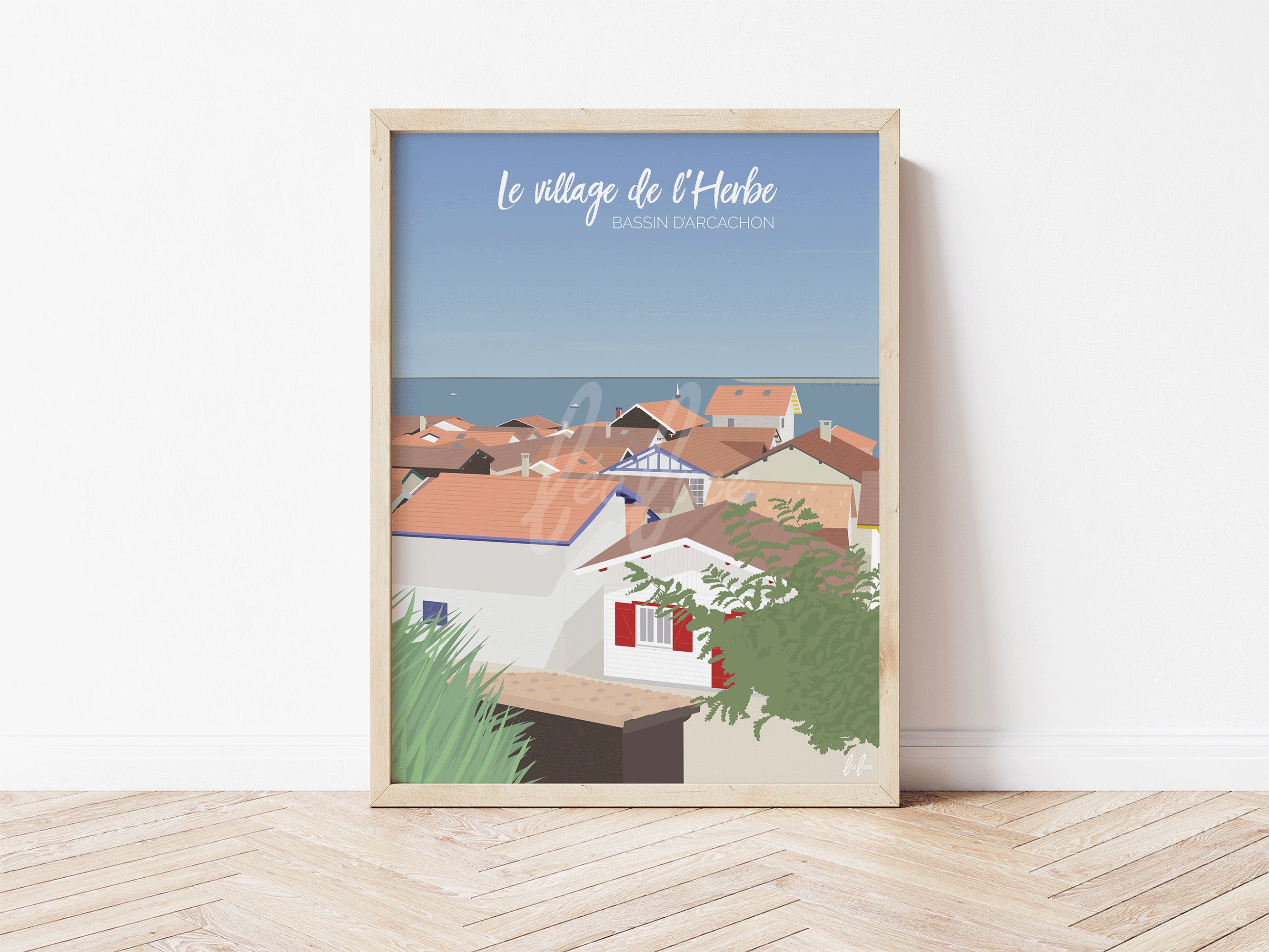 Affiche & Carte Postale - Village de L'herbe | Cap Ferret Bassin d'arcachon